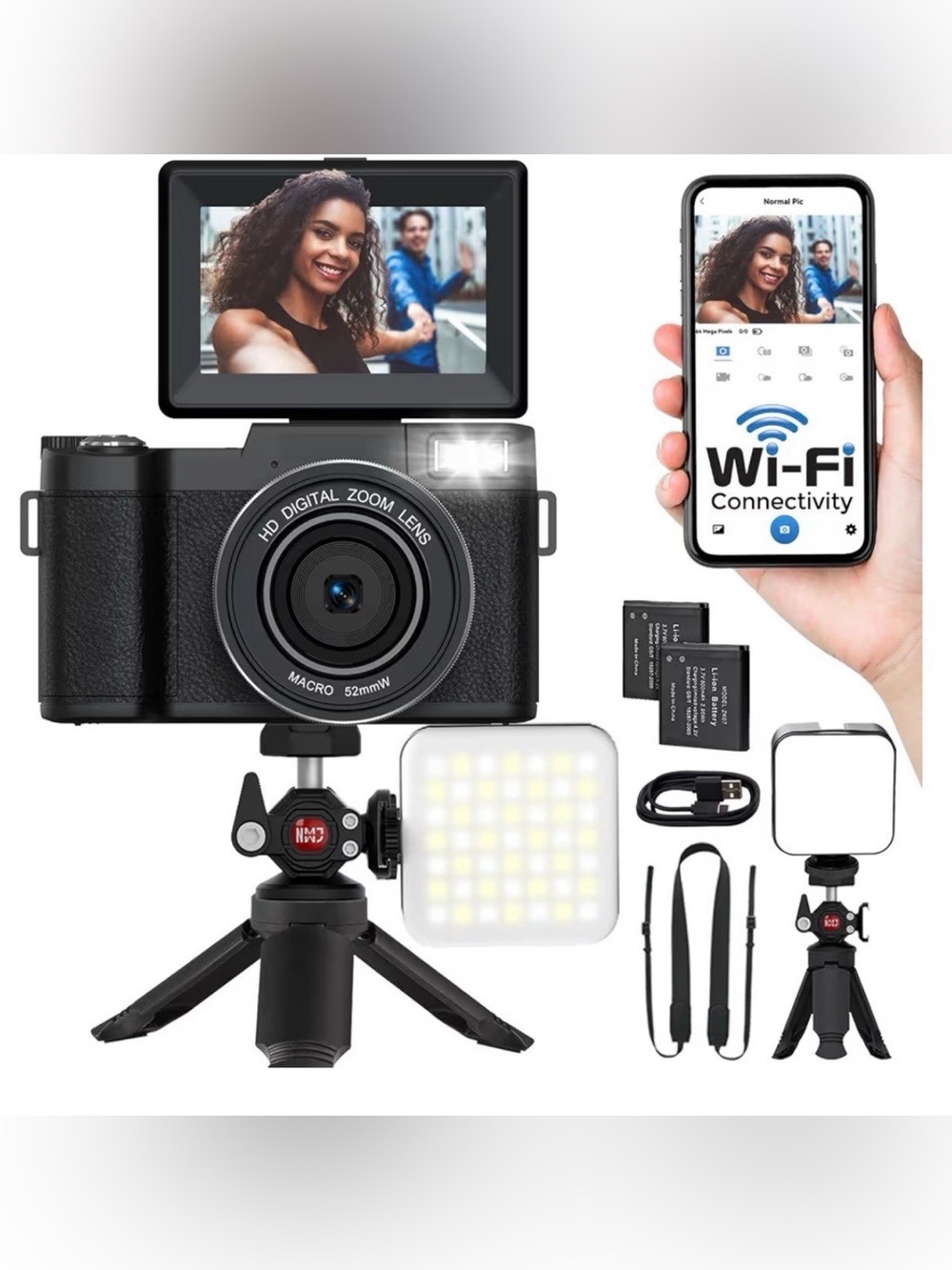 5K Digital Camera with WiFi 64MP Autofocus Full HD Vlogging Camera